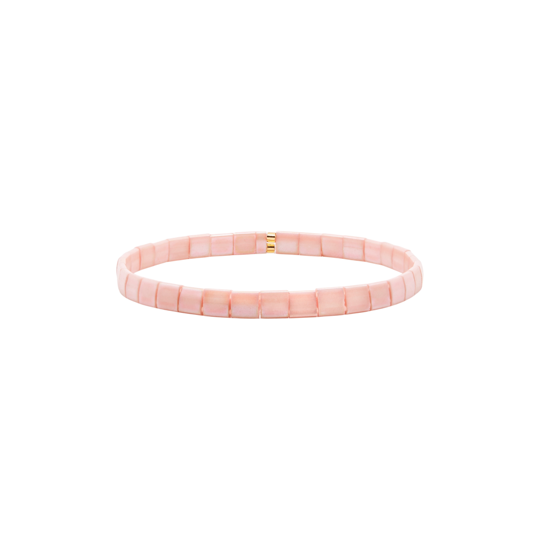 Peach Tila Bracelet – Miyuki Japanese glass bead stretch bracelet – Sugar Bean Jewelry
