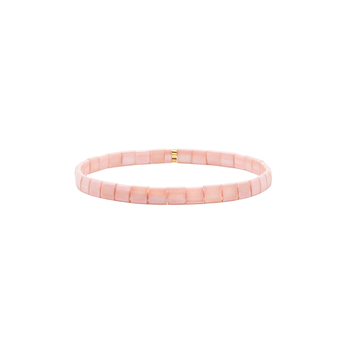 Peach Tila Bracelet – Miyuki Japanese glass bead stretch bracelet – Sugar Bean Jewelry