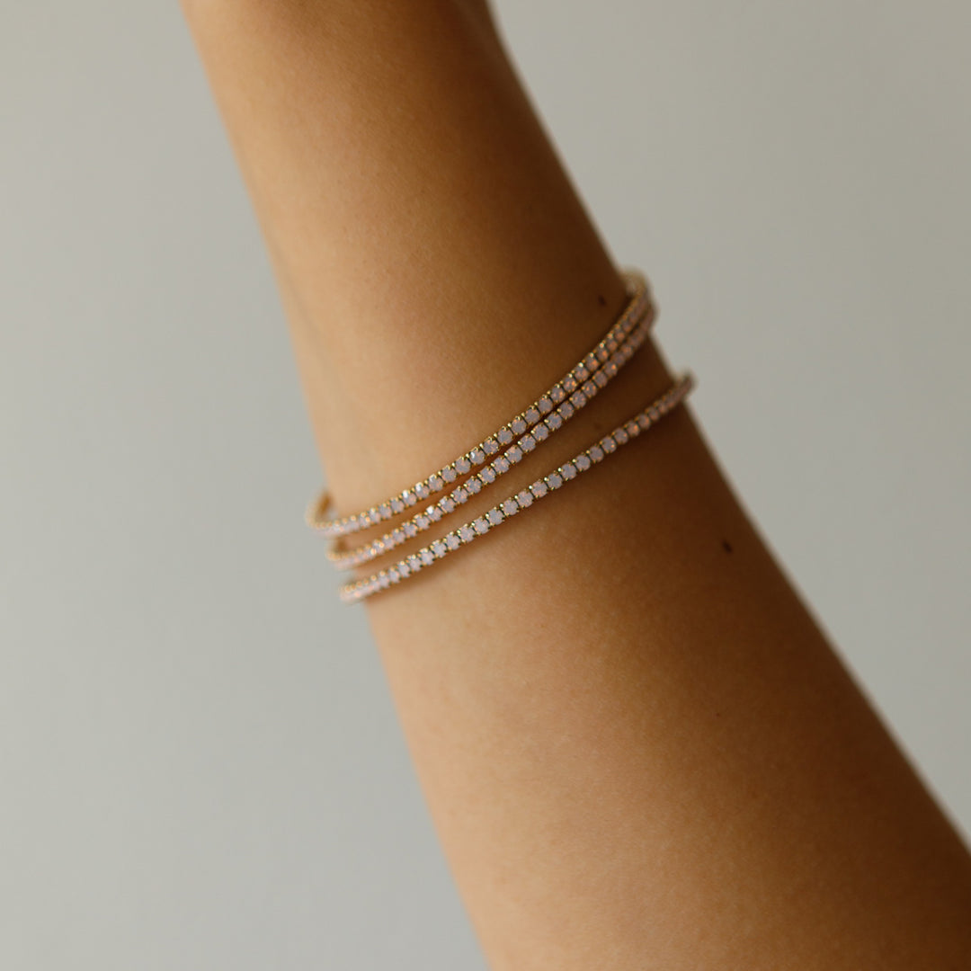 Pink opal classic crystal bangle bracelet close up – Sugar Bean Jewelry