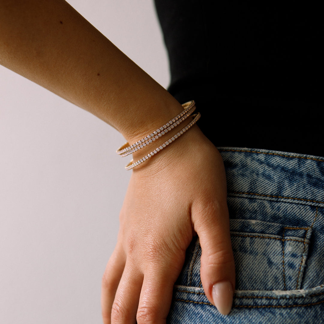 Pink opal classic crystal bangle bracelet layered – Sugar Bean Jewelry