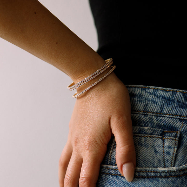 Pink opal classic crystal bangle bracelet layered – Sugar Bean Jewelry