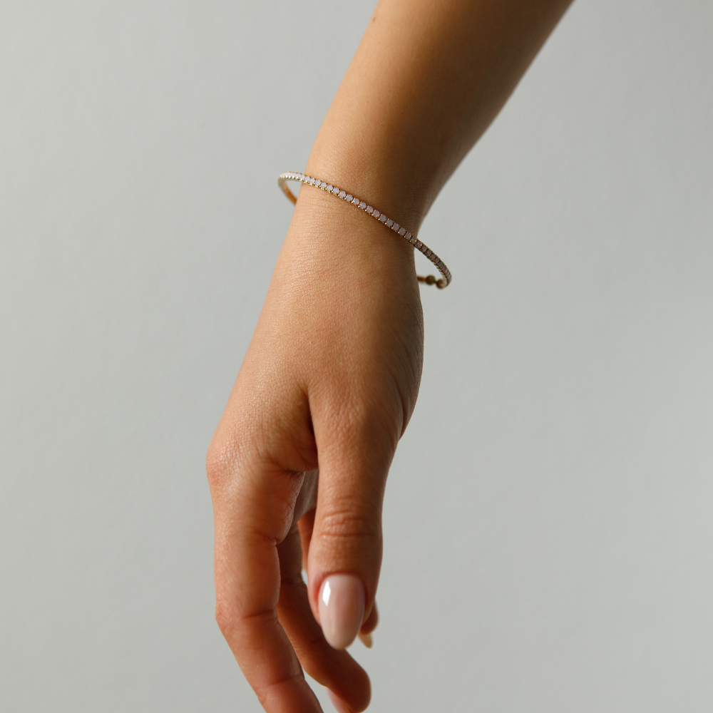Pink opal classic crystal bangle bracelet – Sugar Bean Jewelry