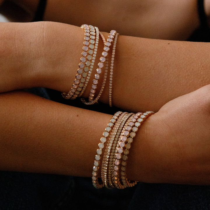 Pink opal statement crystal bangle bracelet detail – Sugar Bean Jewelry