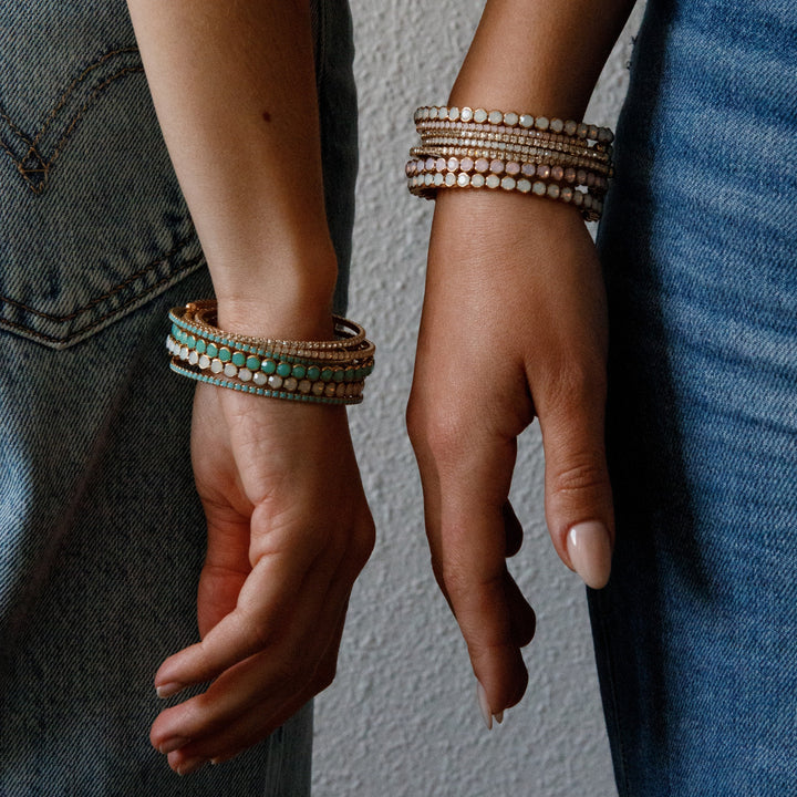 Pink opal statement crystal bangle bracelet styled – Sugar Bean Jewelry