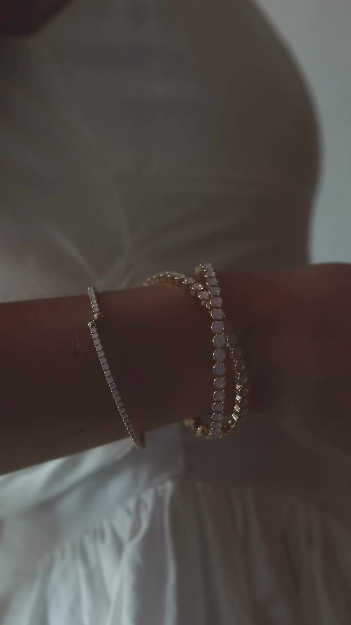 Pink Opal Statement Crystal Bangle Bracelet