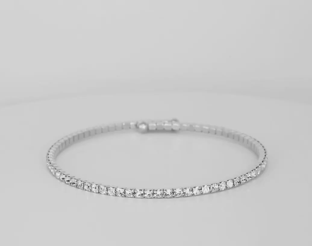 Classic Crystal Bangle Bracelet Silver