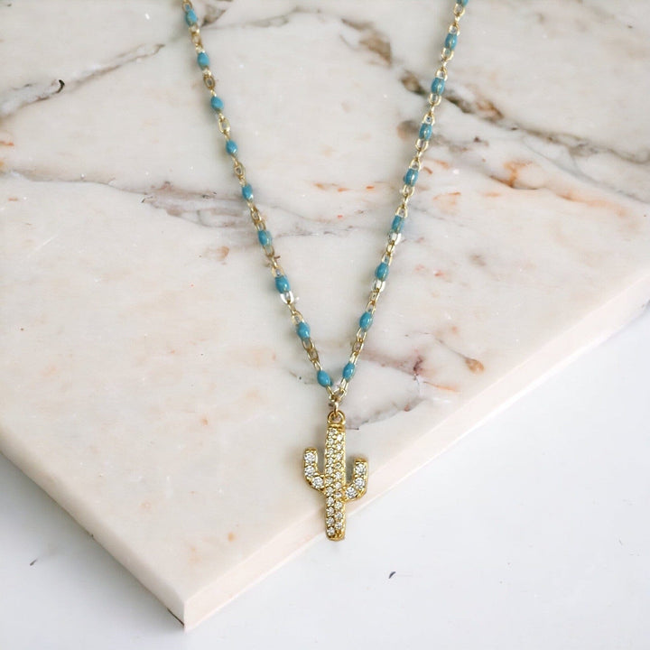 TURQUOISE RESIN PRICKLY NECKLACE