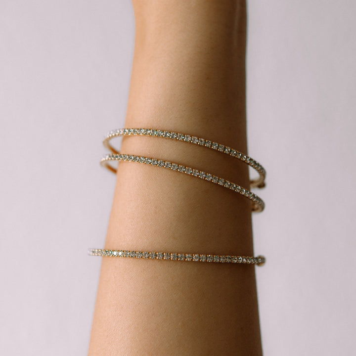 Rose gold classic crystal bangle bracelet stacked – Sugar Bean Jewelry