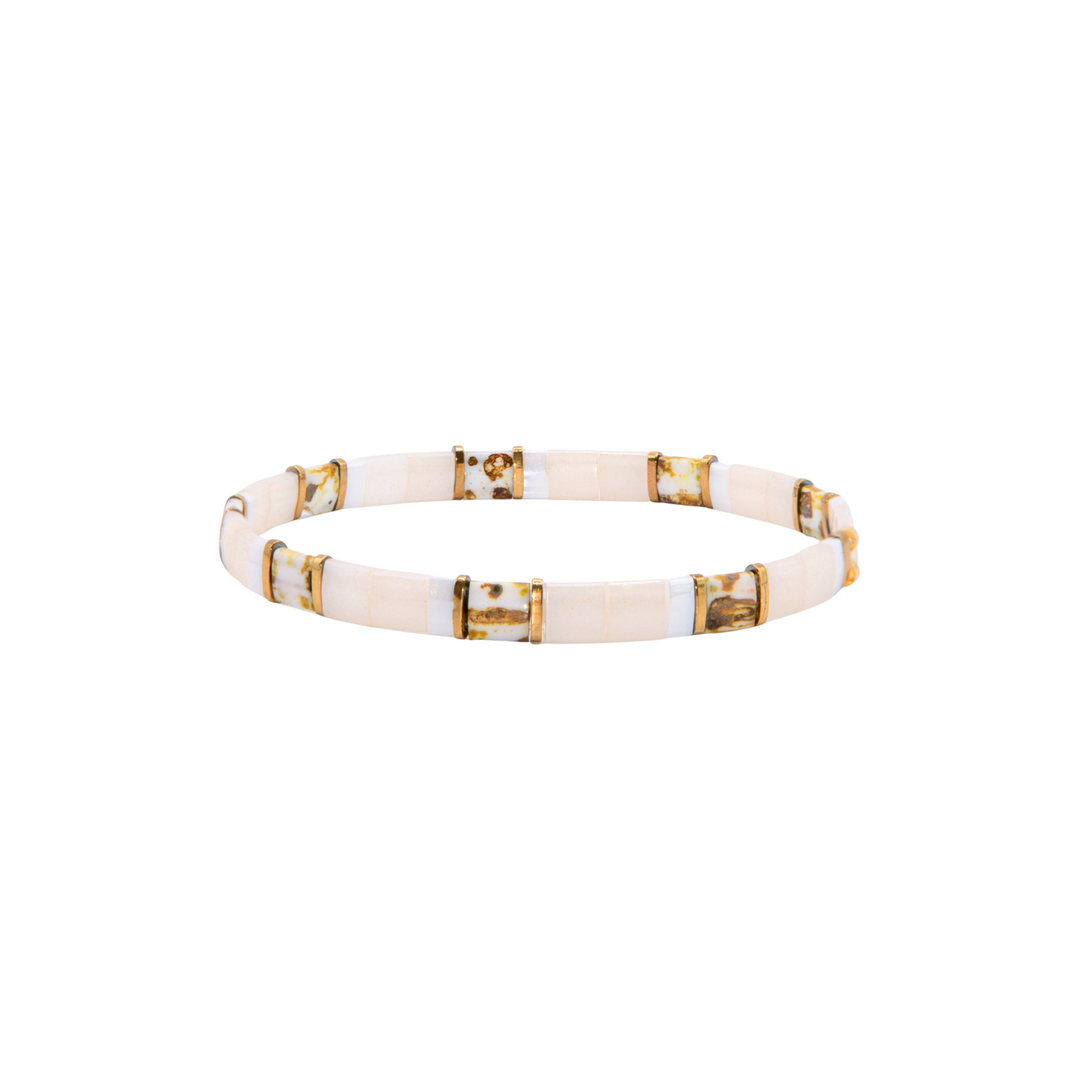 Sandbar Tila Bracelet – Miyuki glass bead stretch bracelet – Sugar Bean Jewelry