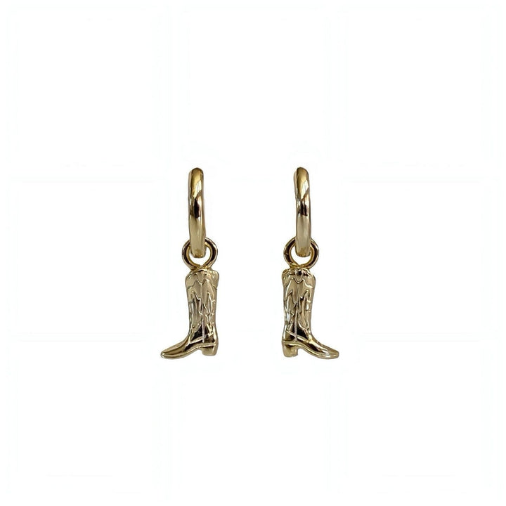 TAVI BOOT HUGGIE EARRINGS • WESTERN GOLD OR RHODIUM PLATED • REMOVABLE CHARM