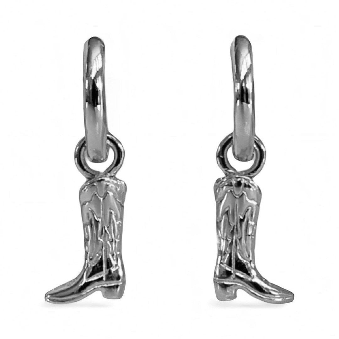 TAVI BOOT HUGGIE EARRINGS • WESTERN GOLD OR RHODIUM PLATED • REMOVABLE CHARM
