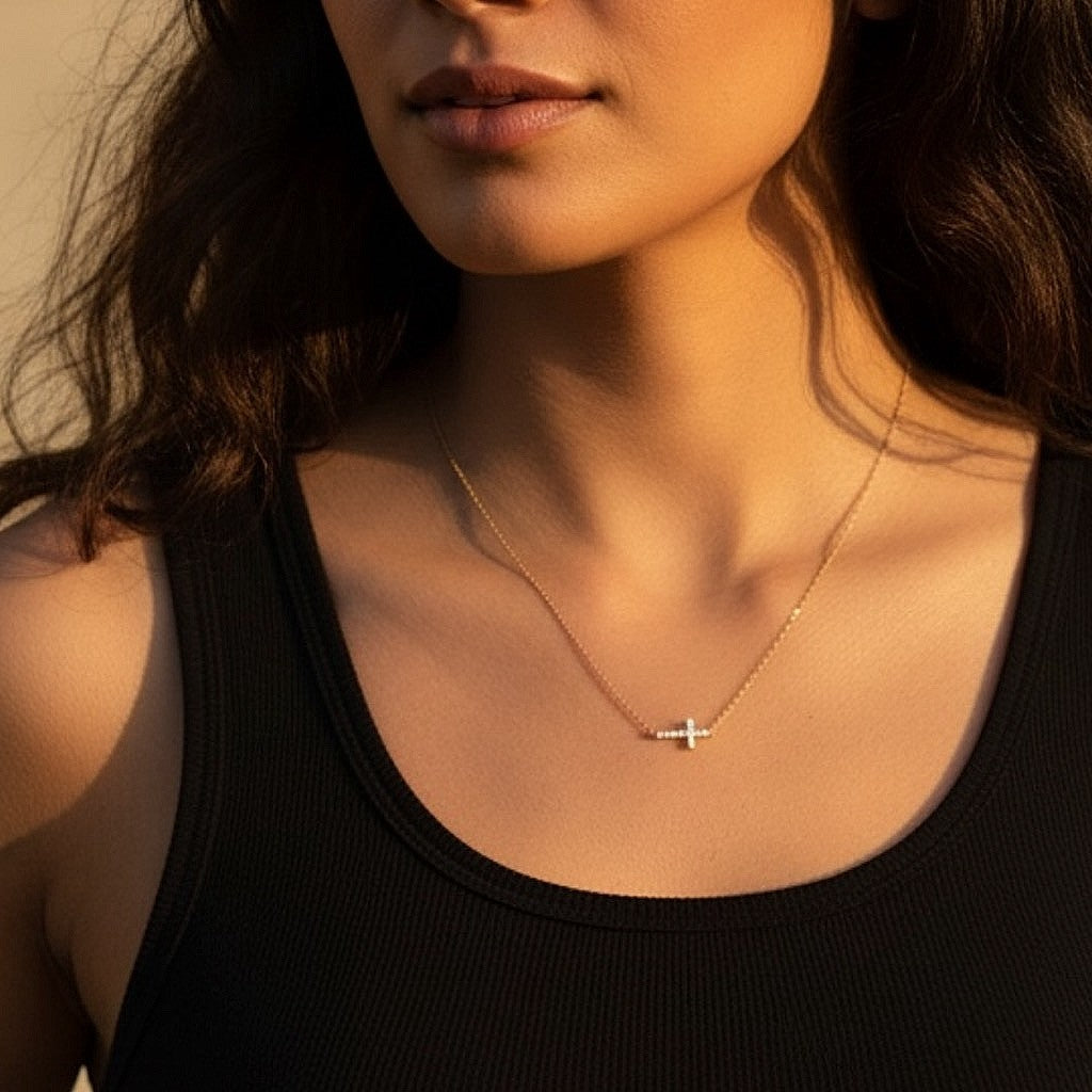 Sideways Cross Necklace