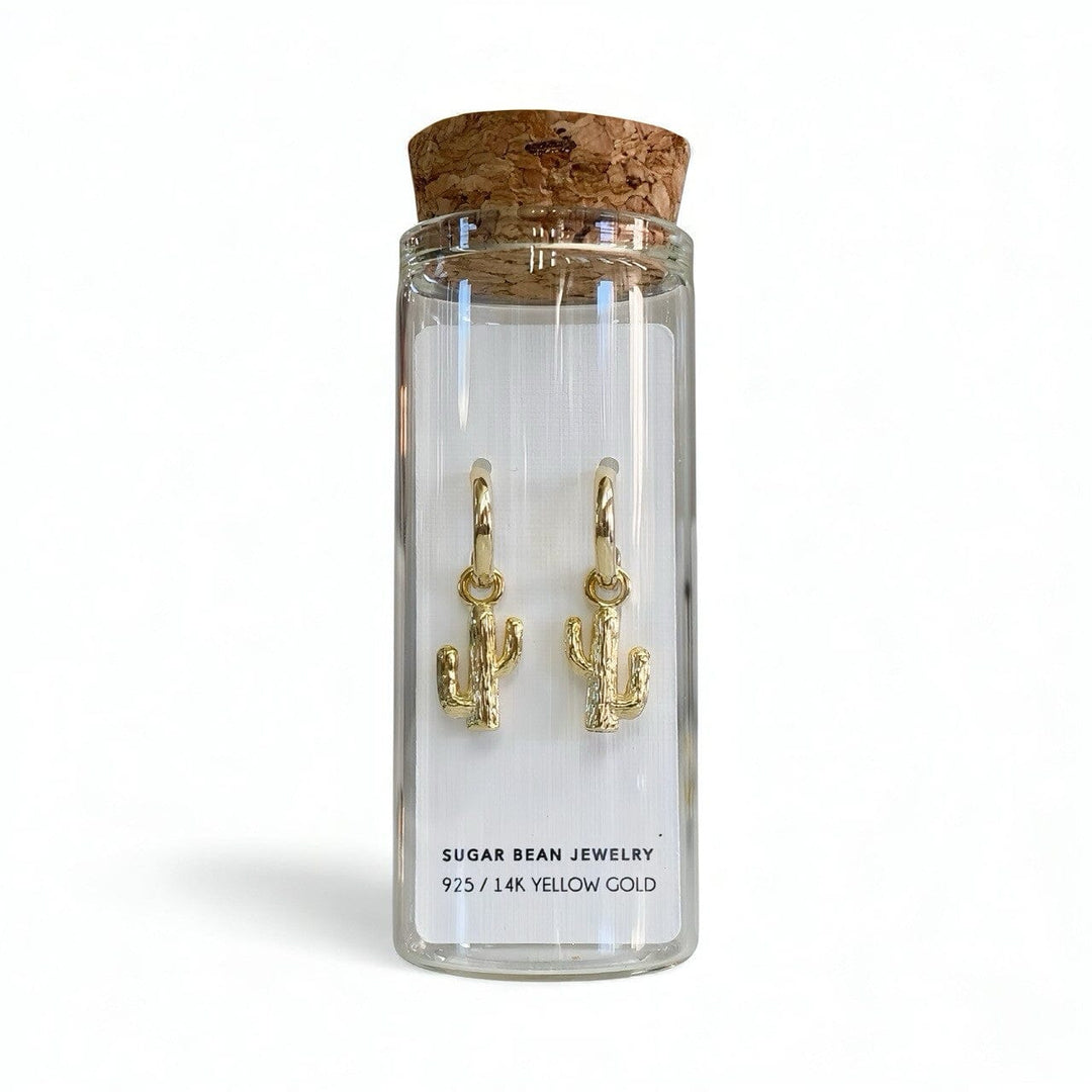 SONA CACTUS HUGGIE EARRINGS • GOLD OR RHODIUM PLATED • REMOVABLE CHARM (Copy)