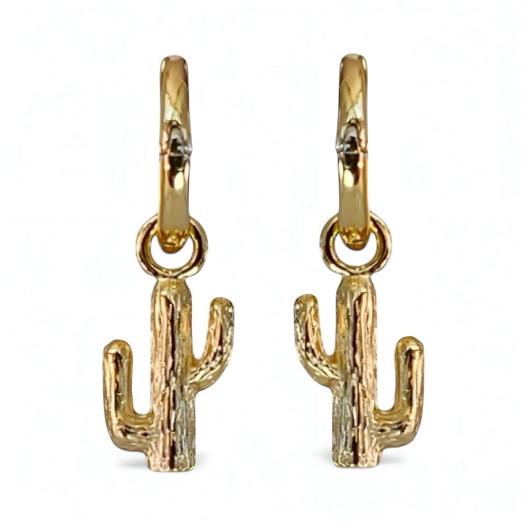 SONA CACTUS HUGGIE EARRINGS • GOLD OR RHODIUM PLATED • REMOVABLE CHARM (Copy)