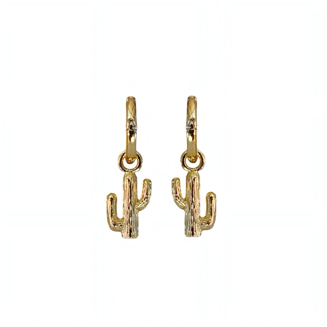 SONA CACTUS HUGGIE EARRINGS • GOLD OR RHODIUM PLATED • REMOVABLE CHARM (Copy)