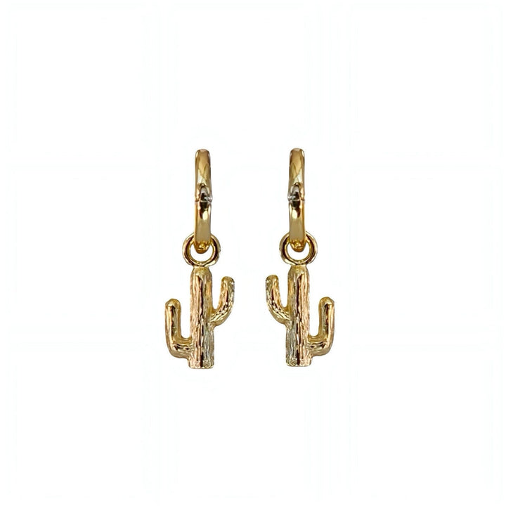 SONA CACTUS HUGGIE EARRINGS • GOLD OR RHODIUM PLATED • REMOVABLE CHARM (Copy)