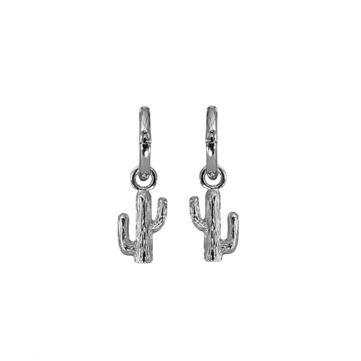 SONA CACTUS HUGGIE EARRINGS • GOLD OR RHODIUM PLATED • REMOVABLE CHARM (Copy)