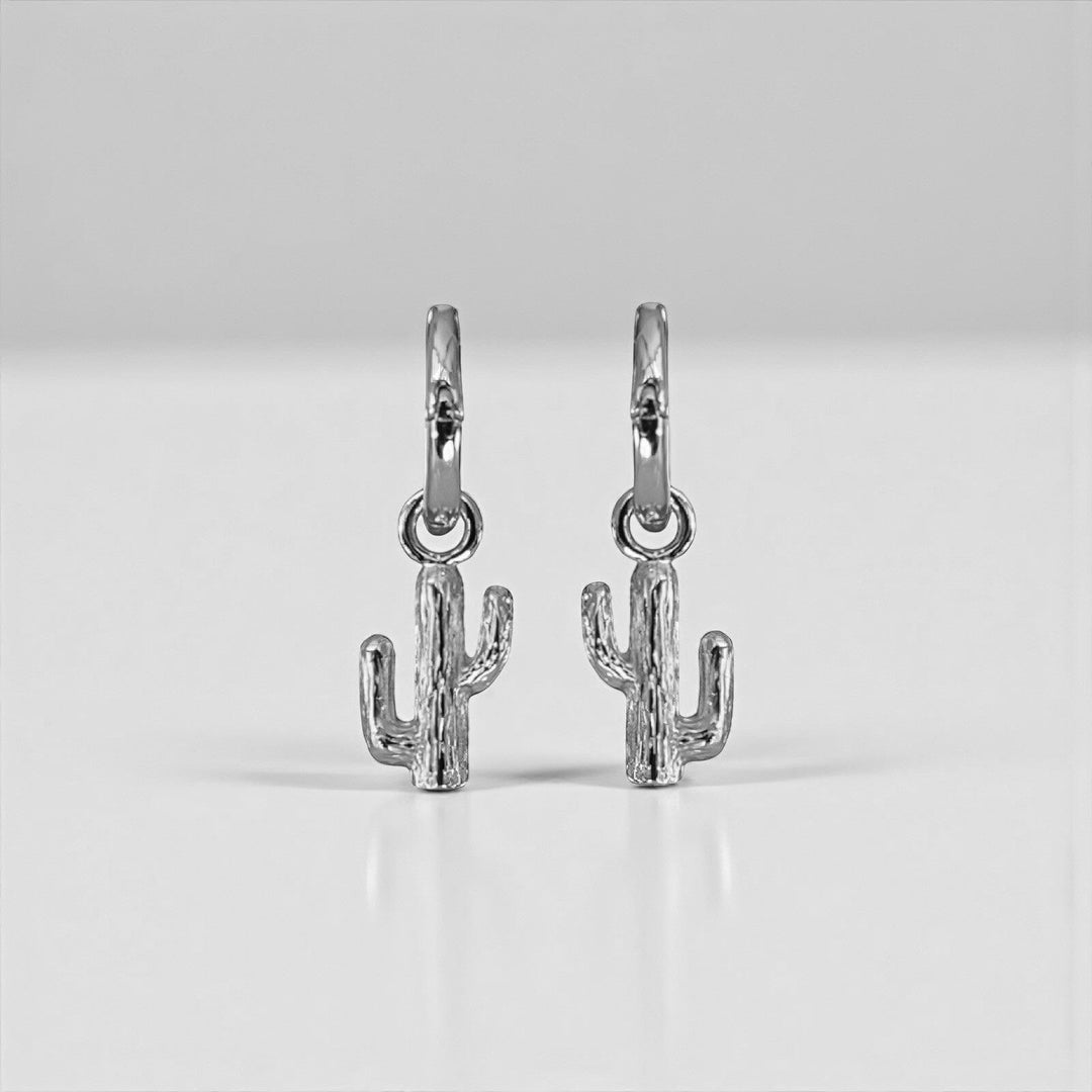 SONA CACTUS HUGGIE EARRINGS • GOLD OR RHODIUM PLATED • REMOVABLE CHARM (Copy)