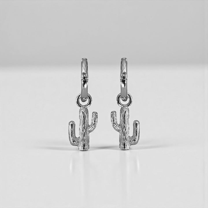 SONA CACTUS HUGGIE EARRINGS • GOLD OR RHODIUM PLATED • REMOVABLE CHARM (Copy)