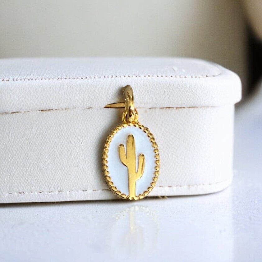 DESERT AURA • WHITE ENAMEL CACTUS NECKLACE (ONLINE EXCLUSIVE)