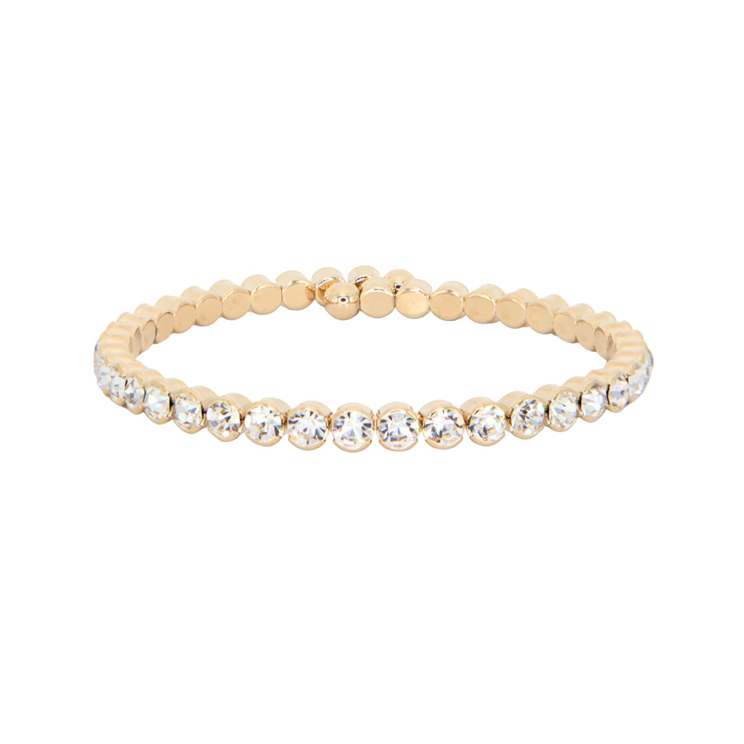 Statement Crystal Bangle Bracelet Gold – clear Austrian crystals in 18k gold plating – Sugar Bean Jewelry