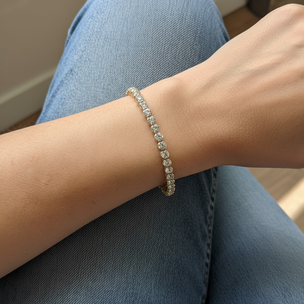 Statement Crystal Bangle Bracelet in gold, product detail view, Sugar Bean Jewelry