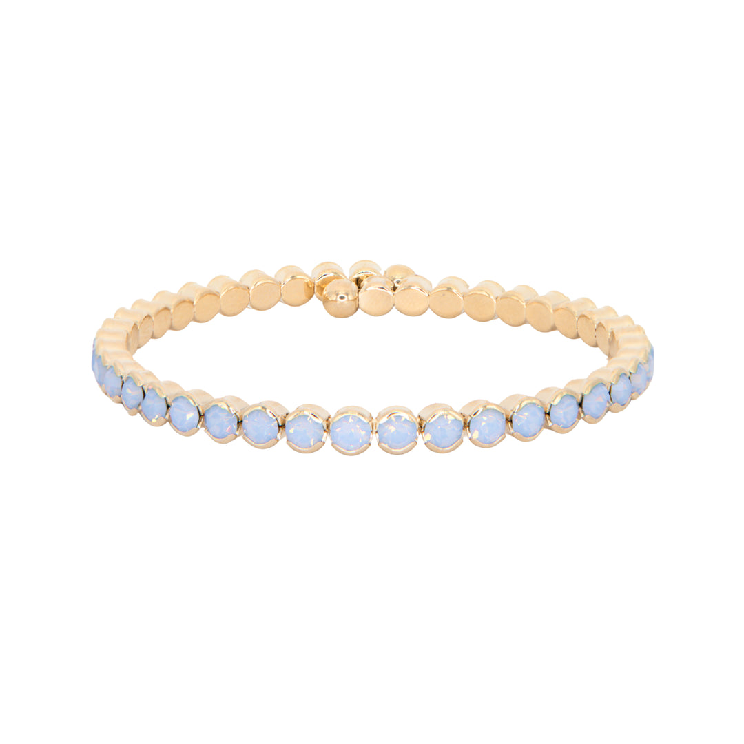 Blue Opal Statement Crystal Bangle Bracelet – periwinkle blue Swarovski crystals in 18k gold plating – Sugar Bean Jewelry