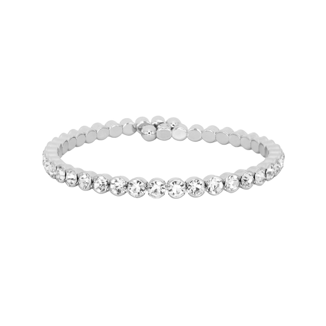 Statement Crystal Bangle Bracelet Silver