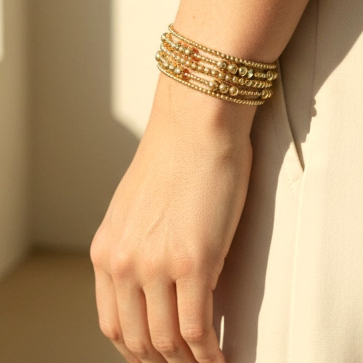 Steadfast 2mm gold filled bracelet stacked – Sugar Bean Jewelry