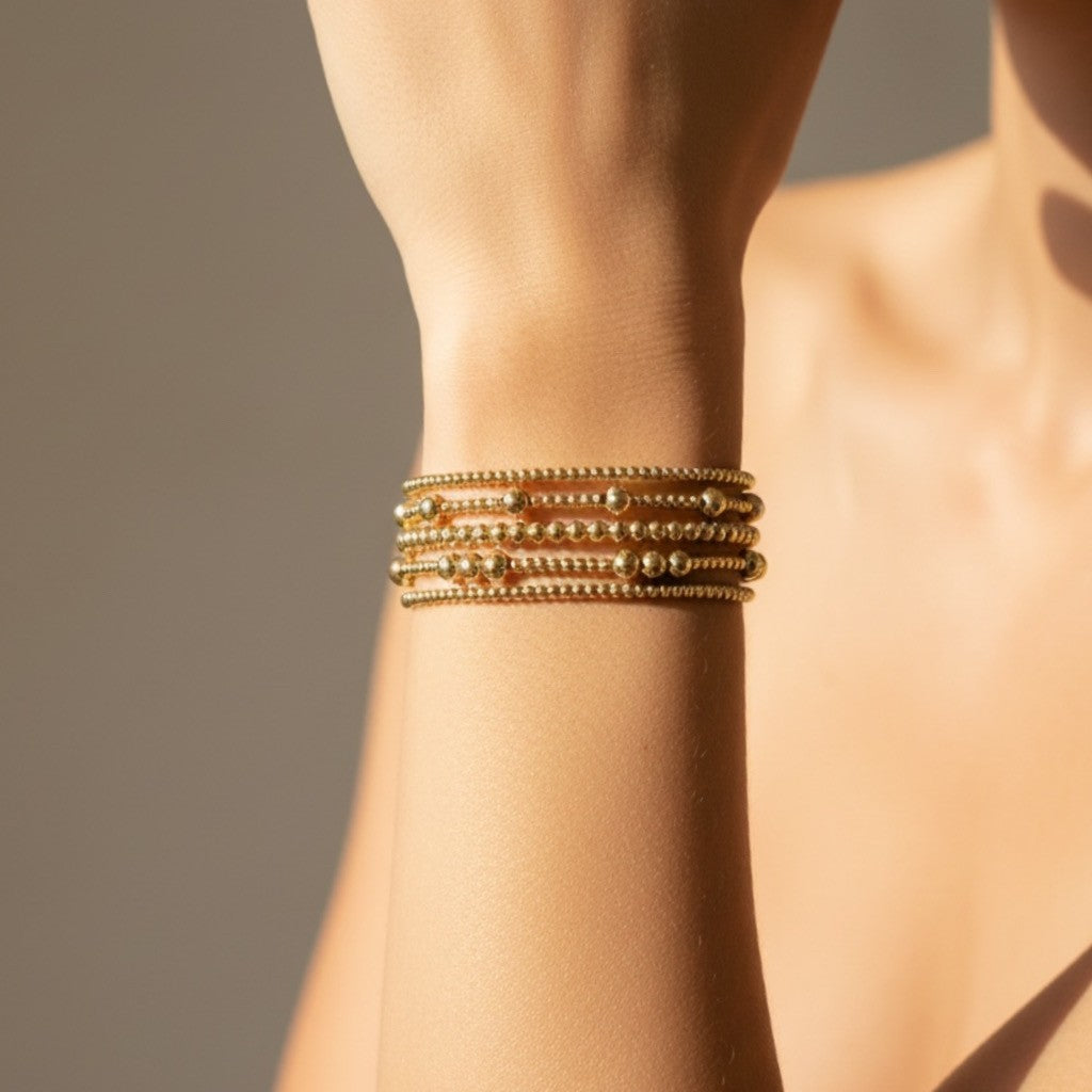 Steadfast 3mm gold filled bracelet stacked – Sugar Bean Jewelry