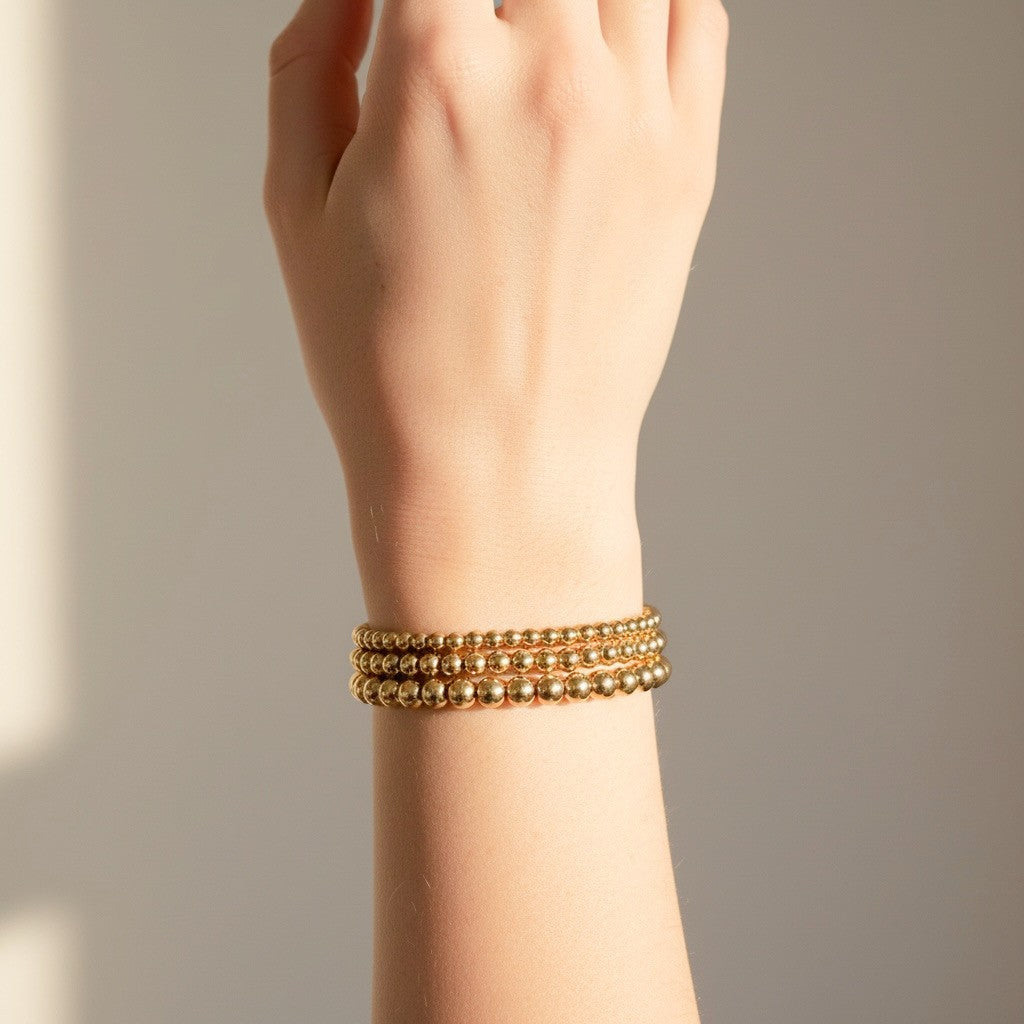 Steadfast gold filled bracelet 4mm 5mm 6mm lifestyle – Sugar Bean Jewelry