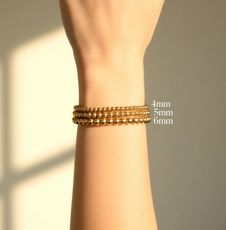 Steadfast gold filled bracelet 4mm 5mm 6mm worn – Sugar Bean Jewelry