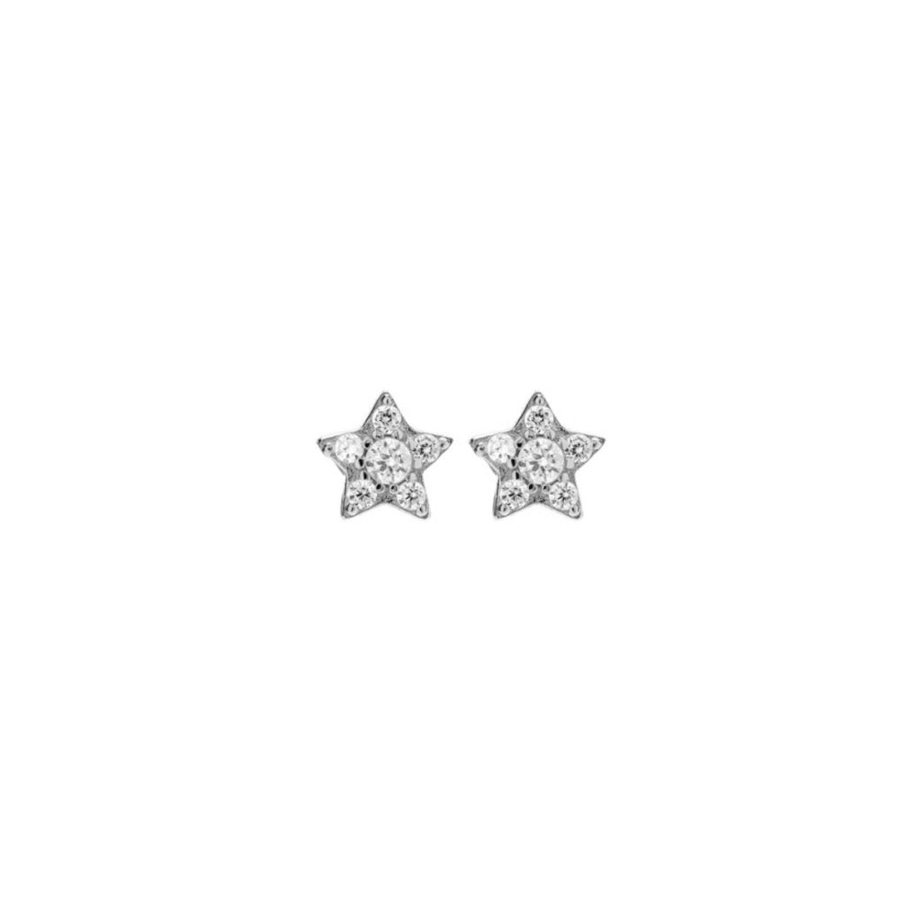 Teeny Tiny Star Studs – sterling silver stud earrings with diamond simulant stones – Sugar Bean Jewelry