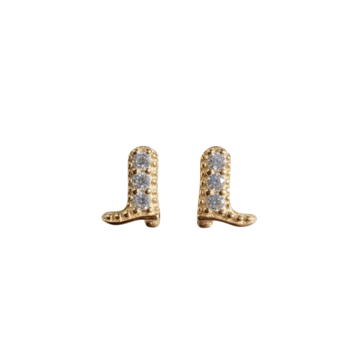 Tiny Cowboy Boot Studs – sterling silver with diamond simulant stones – Sugar Bean Jewelry