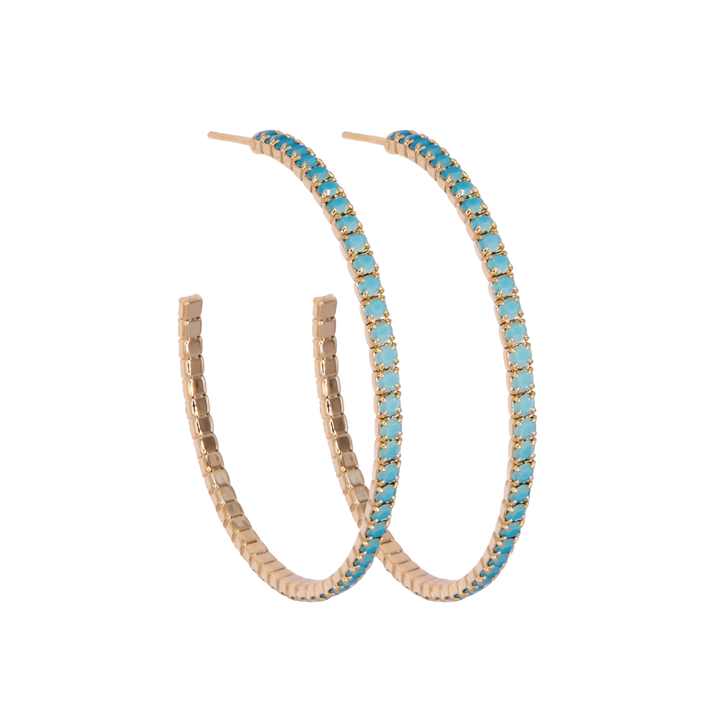 Turquoise gold crystal hoop earrings – Sugar Bean Jewelry