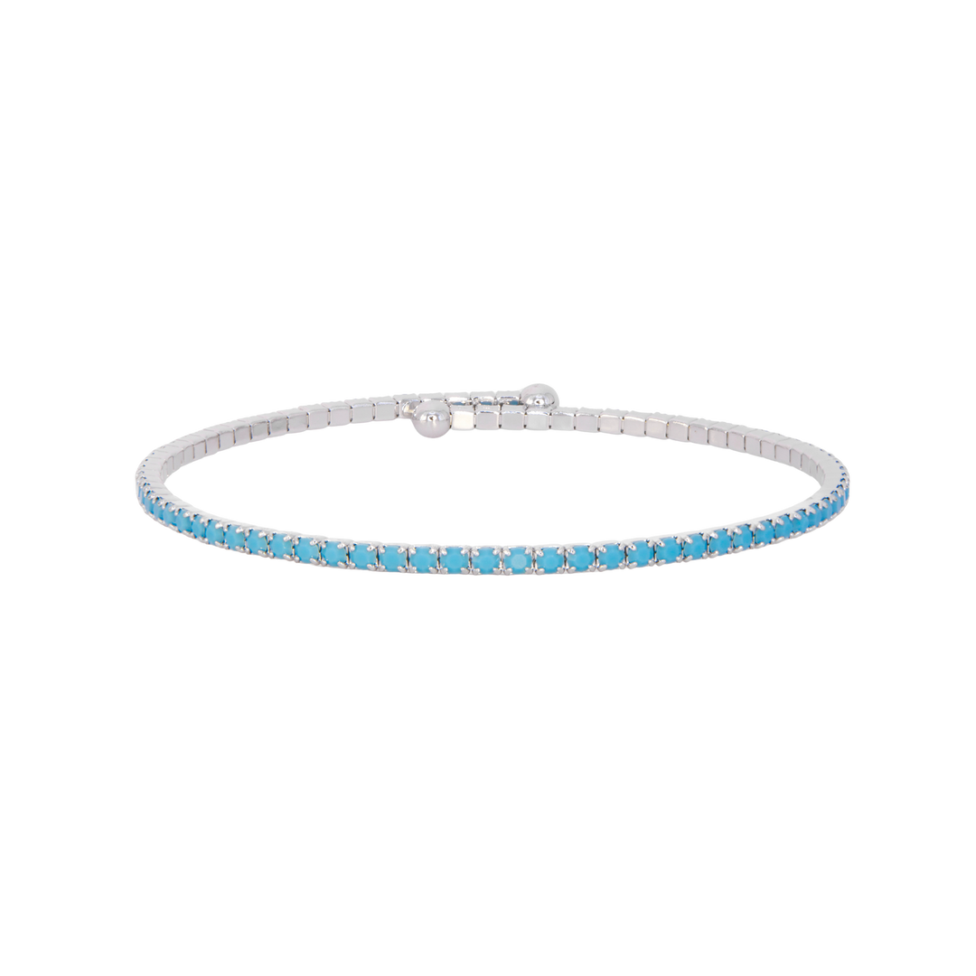 Turquoise silver classic crystal bangle bracelet – Sugar Bean Jewelry