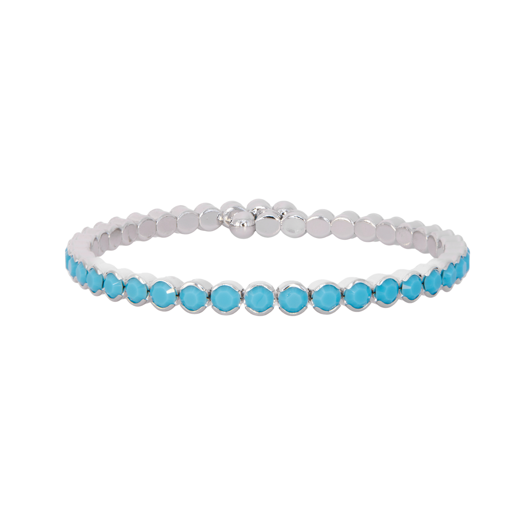 Turquoise silver statement crystal bangle bracelet – Sugar Bean Jewelry
