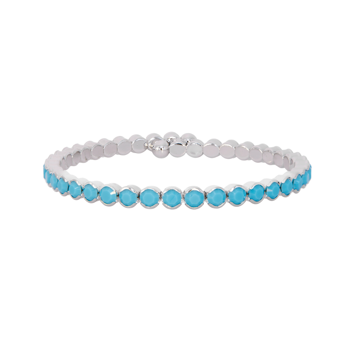 Turquoise silver statement crystal bangle bracelet – Sugar Bean Jewelry