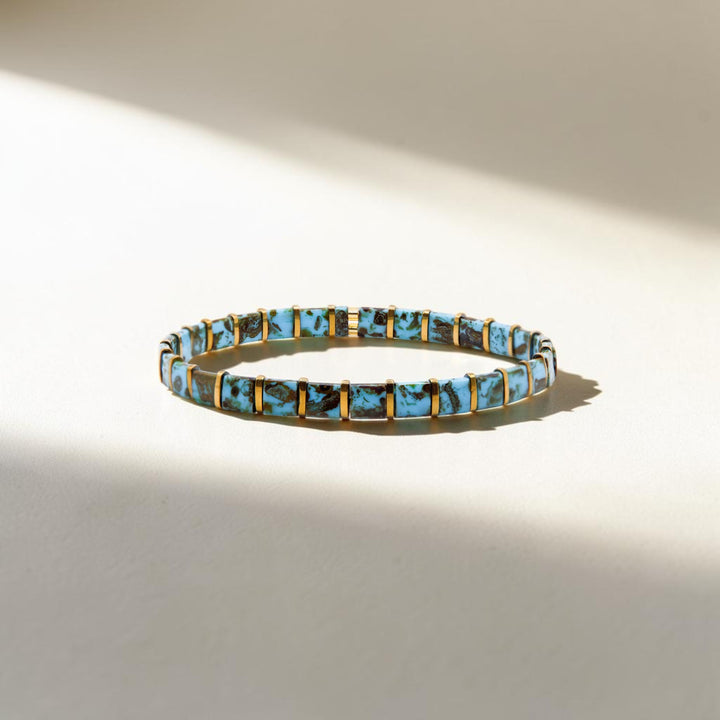 Turquoise Trail Gold Tila Bracelet
