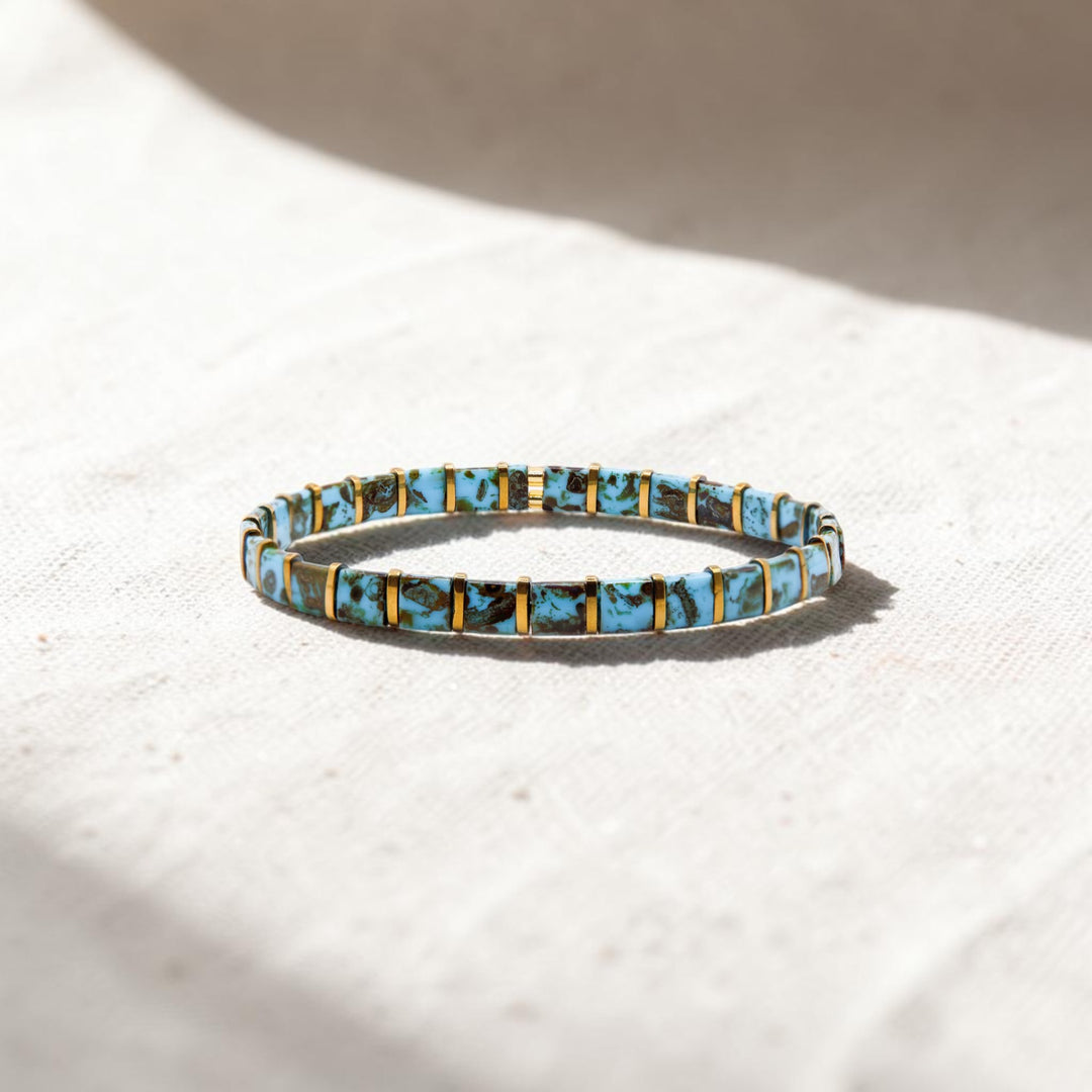 Turquoise Trail Gold Tila Bracelet