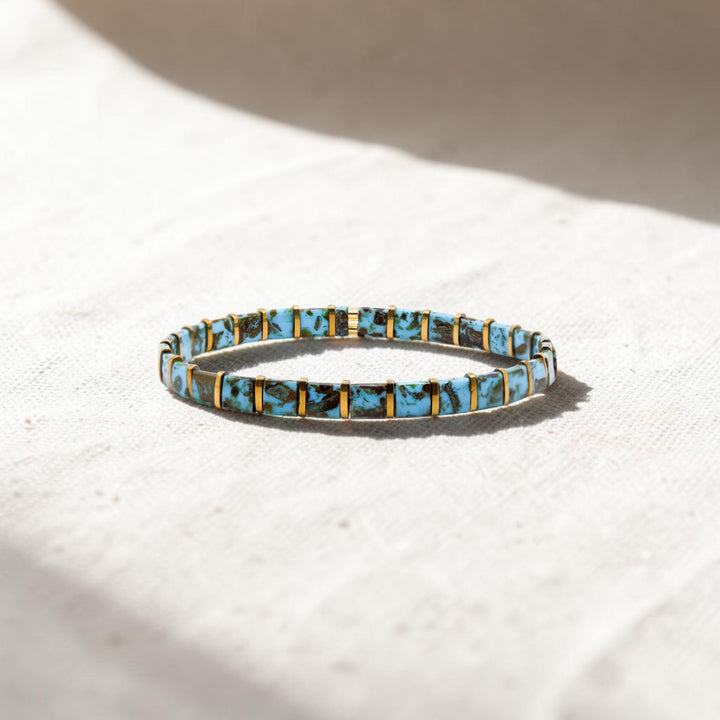 Turquoise Trail Gold Tila Bracelet