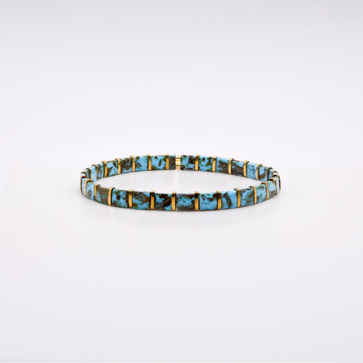 Turquoise Trail Gold Tila Bracelet