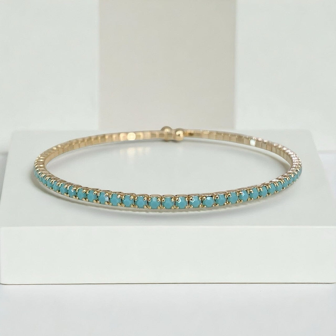 Crystal Signature Bangle – Turquoise and Gold