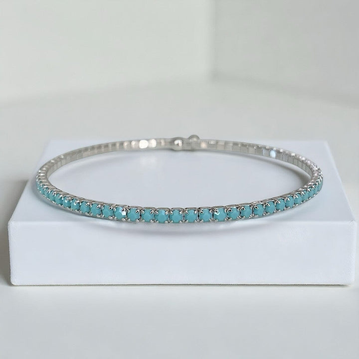Crystal Signature Bangle – Turquoise and Silver