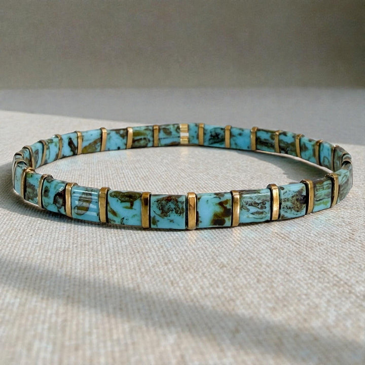 Turquoise Trail Gold Tila Bracelet