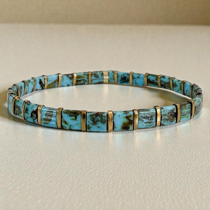Turquoise Trail Gold Tila Bracelet