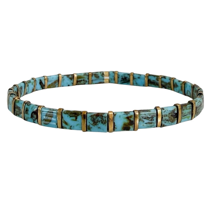 Turquoise Trail Gold Tila Bracelet