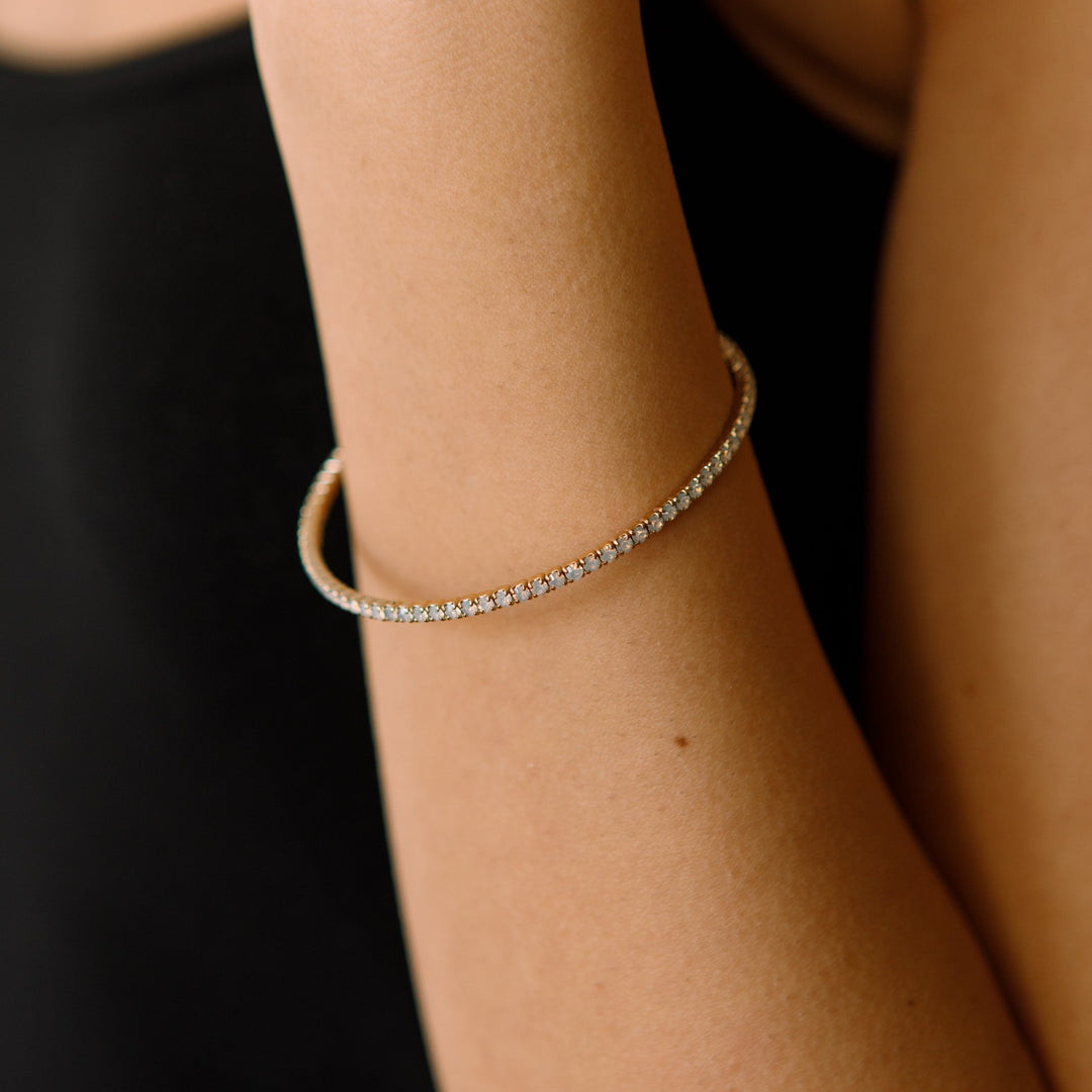 White opal classic crystal bangle bracelet close up – Sugar Bean Jewelry