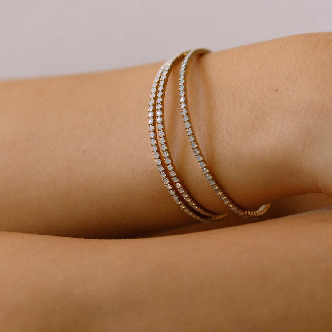 White opal classic crystal bangle bracelet detail – Sugar Bean Jewelry