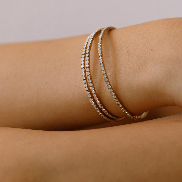 White opal classic crystal bangle bracelet detail – Sugar Bean Jewelry